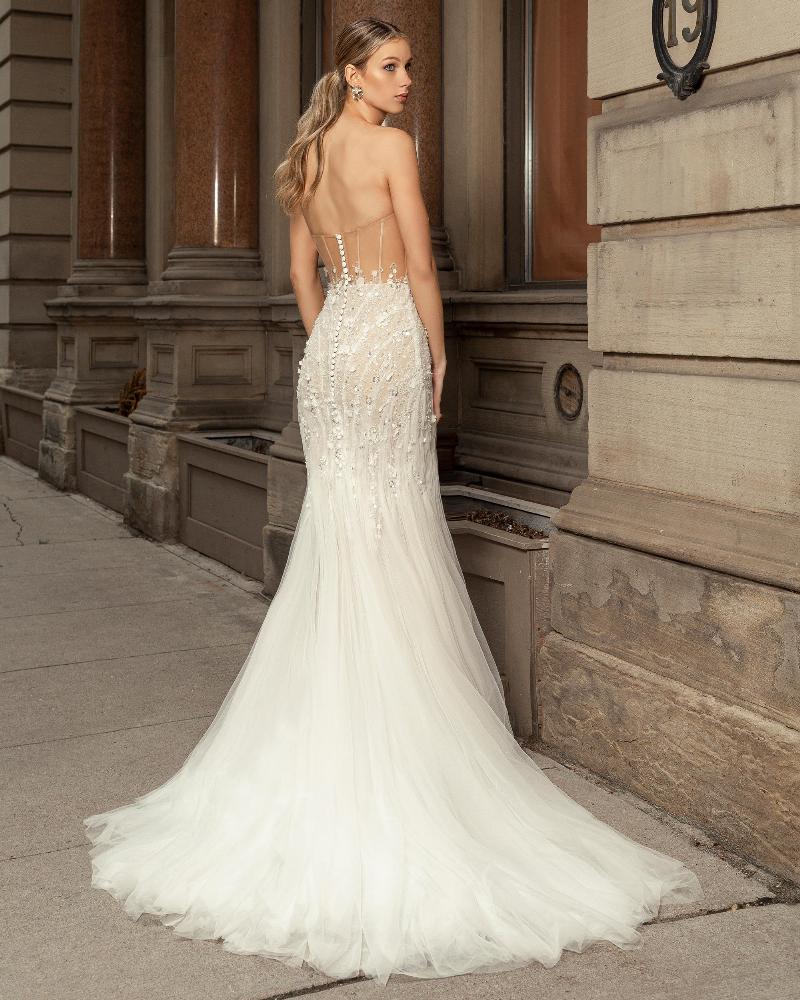 124112 strapless sparkly wedding dress with lace and sweetheart neckline5
